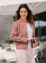 Kurzjacke aus Veloursleder-Imitat 