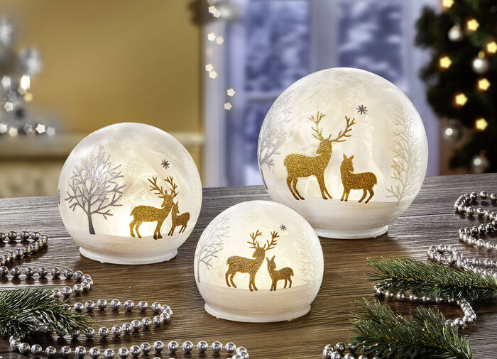 LED-Kugeln aus Glas, 3er-Set 