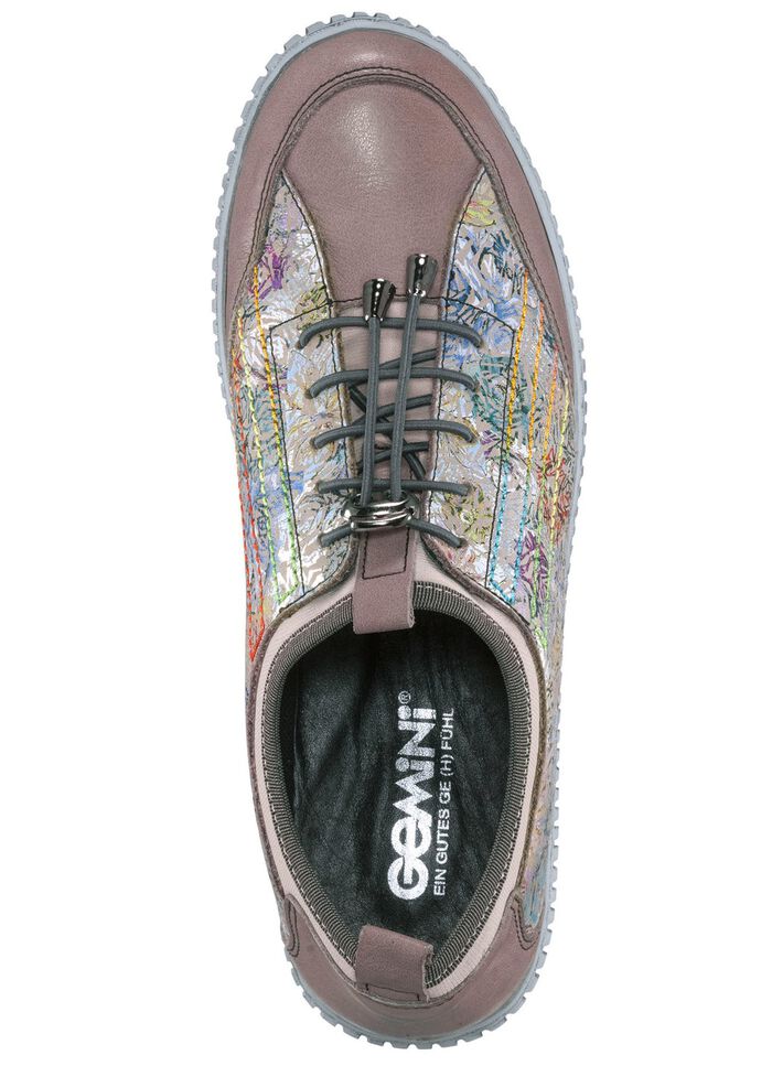 Gemini Sneaker aus teilweise floral bedrucktem Rindleder TAUPE-BUNT
