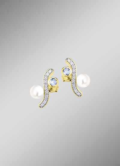 Eleganz mit einem Hauch von Farbe – Vergoldete Ohrstecker 