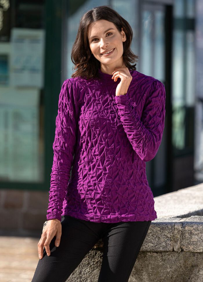 Shirt mit Stehkragen in 2 Farben BEERE