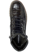 Waldläufer Stiefelette aus krokogeprägtem Nappaleder SCHWARZ