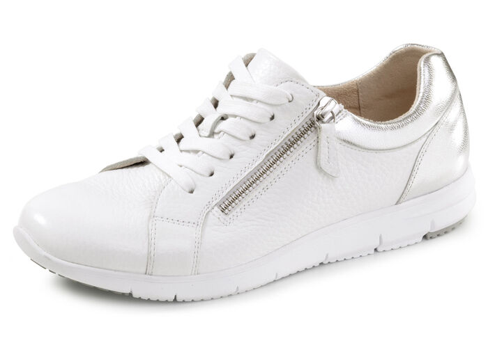 ELENA EDEN, bequeme Damen-Sneaker, Weite G, mit herausnehmbarem Fussbett WEISS-SILBER