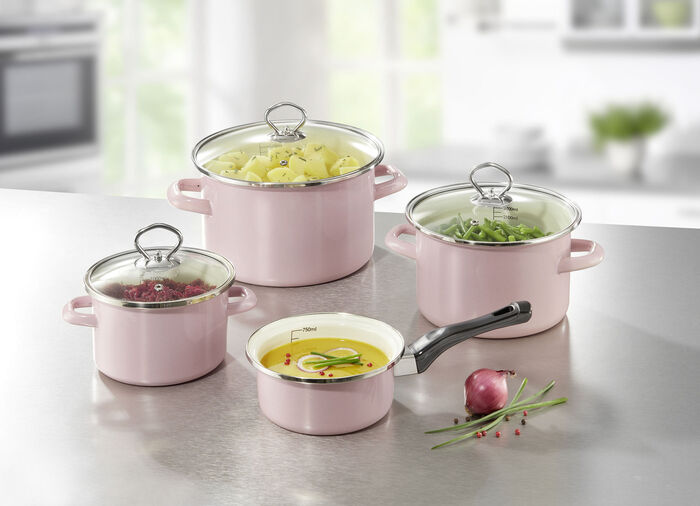 Emaille Topf-Set, 7-teilig ROSÉ
