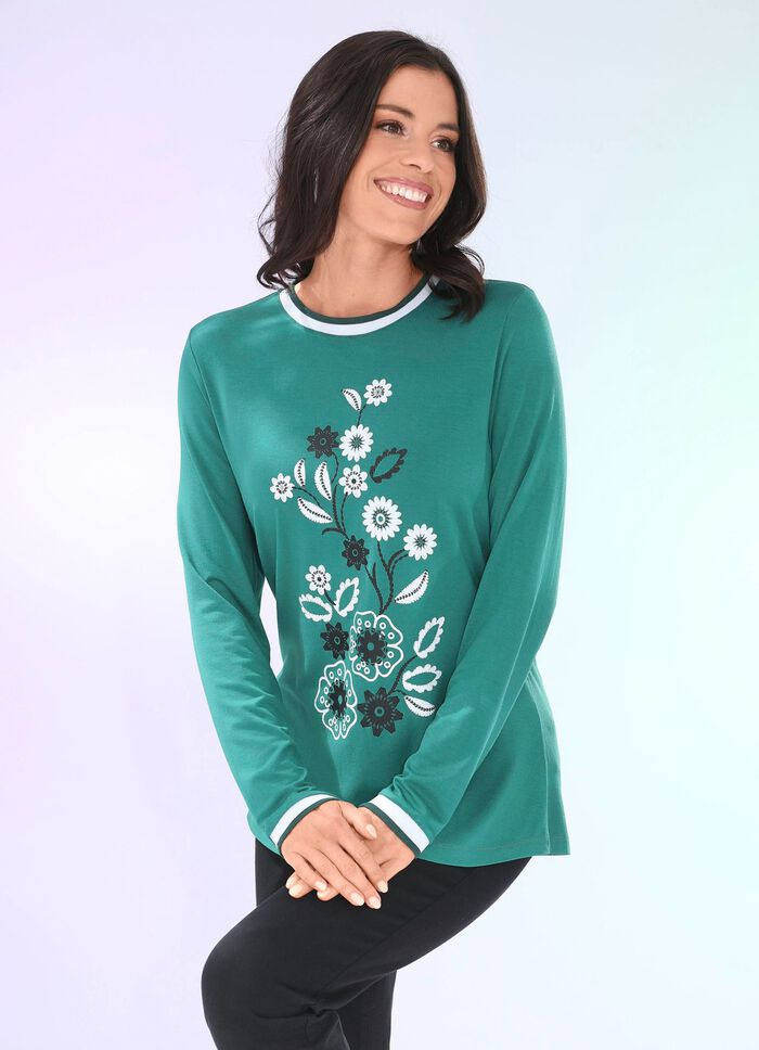 Shirt mit Kontrast-Druck in 2 Farben GR&Uuml;N