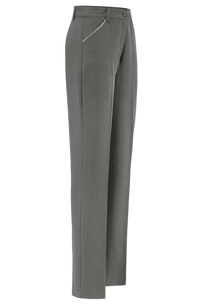 Hose mit silberfarbener Kontrastpaspel GRAU MELIERT