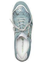 Waldl&auml;ufer, bequeme Damen-Schn&uuml;rschuhe, Weite H, mit herausnehmbarem Fussbett BLEU-MATTSILBER
