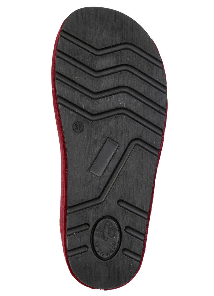 Klassische Damen-Hausschuhe, aus Filzmaterial GRANATROT