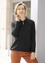 Poloshirt mit Schlaufen-Knopfverschluss in 2 Farben SCHWARZ