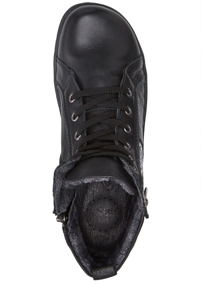 Andrea Conti Schn&uuml;r-Bootie mit reptilgepr&auml;gtem Einsatz und Zier-Reissverschluss SCHWARZ