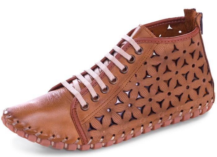 Gemini Bootie mit praktischem Fersen-Reissverschluss COGNAC