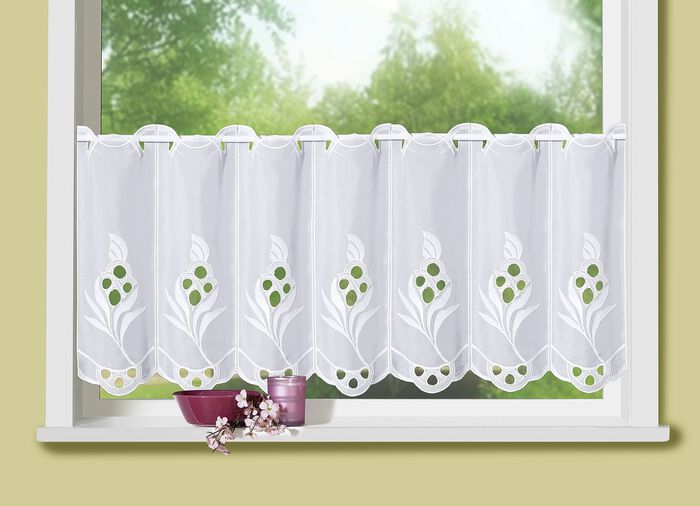 Kurzvorhang mit echter Plauener Stickerei 