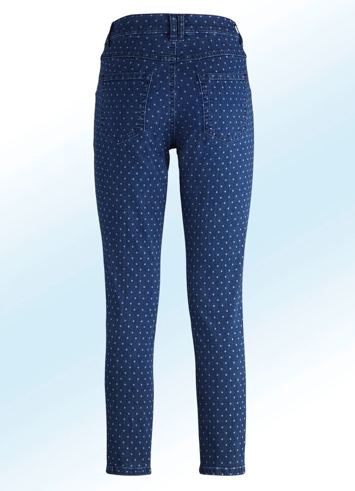 Jeans mit angesagter Punktedessinierung 
