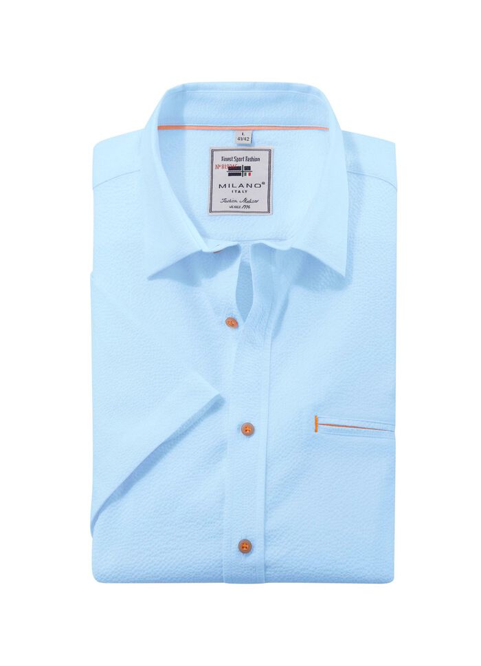 Seersucker Hemd von &laquo;Milano Italy&raquo; in 3 Farben HELLBLAU