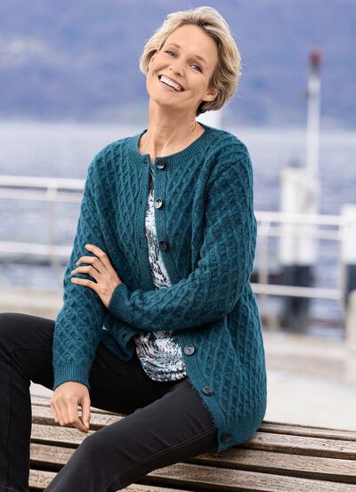 Strickjacke mit Rautenstruktur 