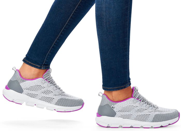Rieker Sneaker mit elastischer Zierschn&uuml;rung GRAU-PINK