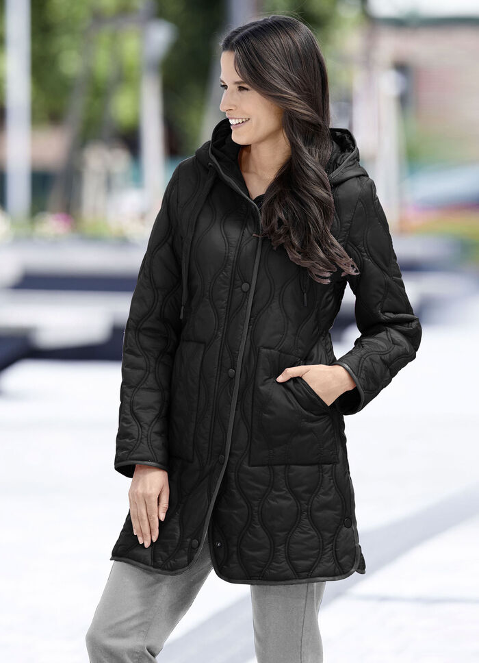 Longjacke mit ansprechendem Stepp SCHWARZ