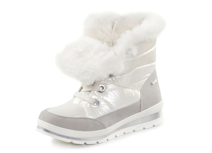 ELENA EDEN, gefütterte Damen-Boots, Winterschuhe, Weite G, mit herausnehmbarem Fussbett PERLWEISS-GRAU