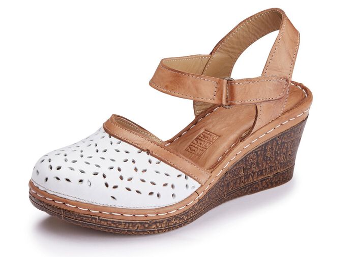 Gemini Sandalette aus perforiertem Rind-Nappaleder WEISS