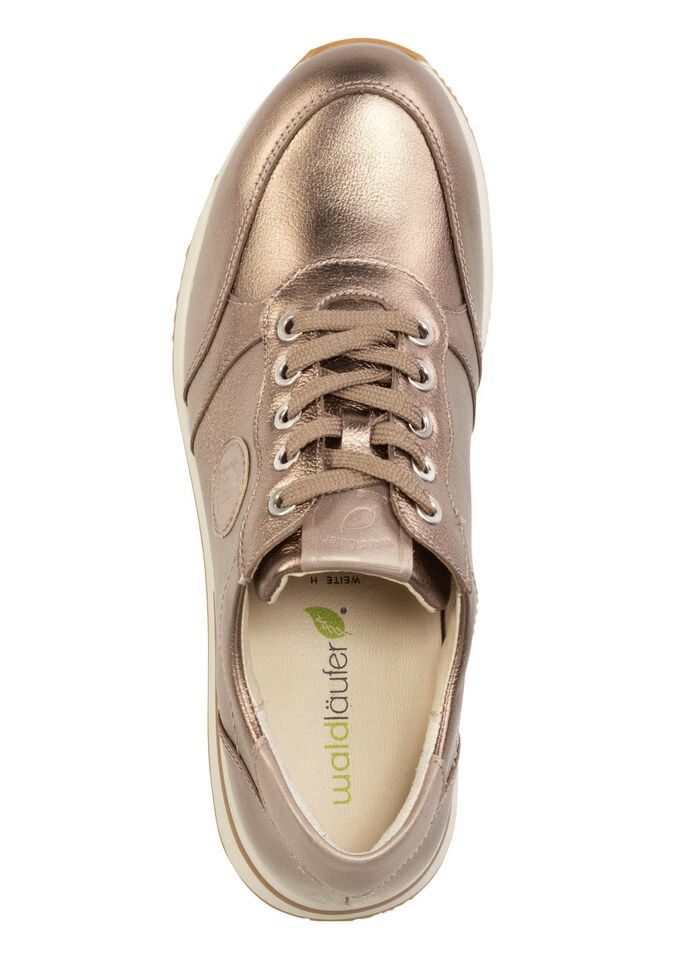 Schn&uuml;r-Sneaker aus genarbtem Nappaleder BRONZE