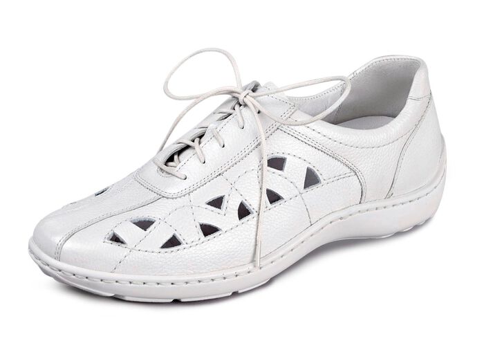 Waldl&auml;ufer, sommerliche Damen-Schn&uuml;rschuhe, Weite H, mit herausnehmbarem Fussbett NATURWEISS