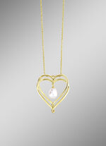 Herz-Anhänger mit Süsswasser-Zuchtperle und Ankerkette 