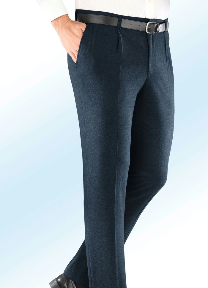 &laquo;Klaus Modelle&raquo;-Dehnbundhose mit Bundfalten RAUCHBLAU