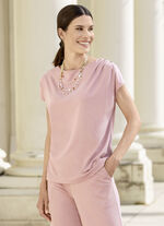 Shirt mit Falten- und Knopfzier 