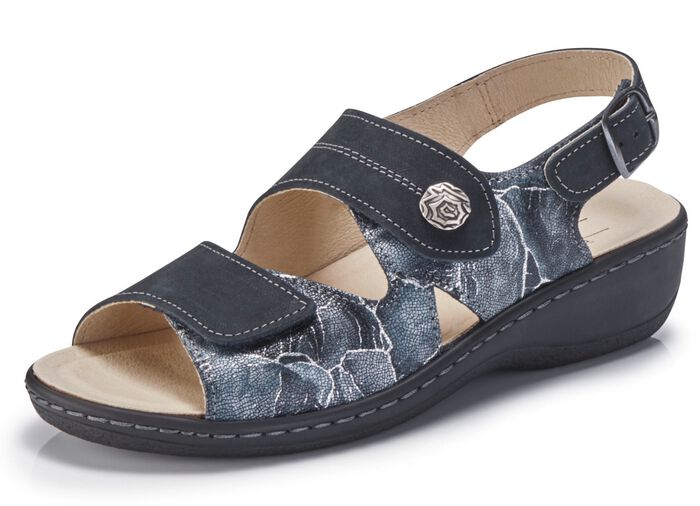 ELENA EDEN, bequeme Damen-Sandalen, Weite H, mit herausnehmbarem Fussbett DUNKELBLAU