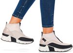 Rieker, stylische Damen-Boots, Weite G, mit Reissverschluss ECRU-SCHWARZ