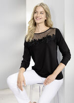 Shirt-Tunika mit Mesh-Einsatz 