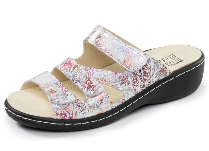 ELENA EDEN, bequeme Damen-Pantoletten, Weite H, mit herausnehmbarem Fussbett ECRU-ROSÉ