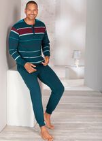 Schlafanzug mit Knopfleiste und B&uuml;ndchenabschl&uuml;ssen  