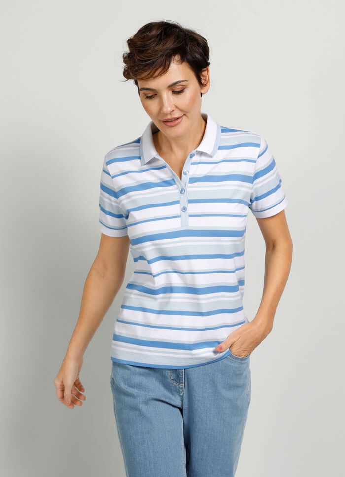 Poloshirt mit Kontrast-Rippenb&uuml;ndchen 