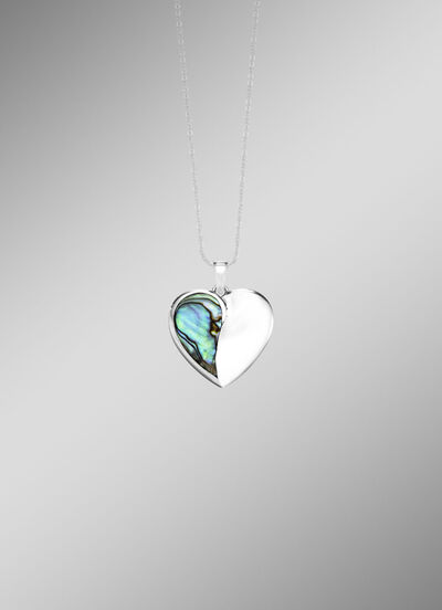Zauberhafter Herzanhänger aus Silber mit echtem Abalone-Perlmutt 