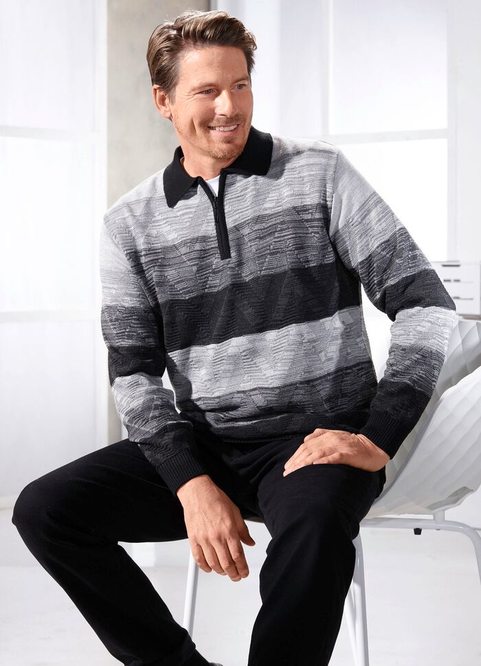 Klassischer Polopullover mit kurzem Reissverschluss 