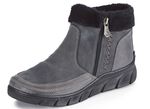 ELENA EDEN-Bootie mit schwarzem Pl&uuml;schkragen GRAU