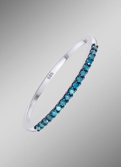 Exquisiter Damenring mit blauen Diamanten 
