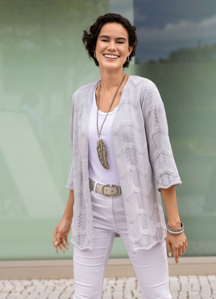 Strickjacke mit Mustermix im Wellendessin 