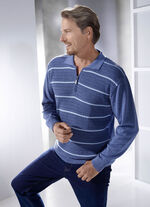 Polopullover mit kurzem Reissverschluss in 2 Farben JEANSBLAU