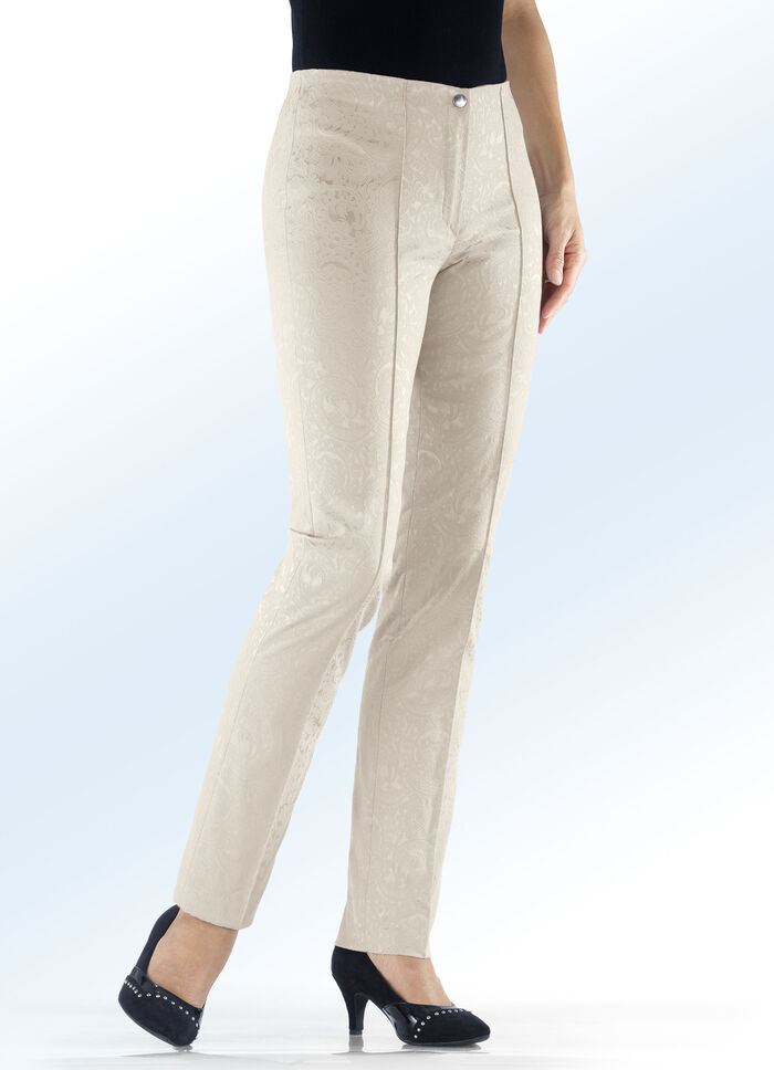 Edel schimmernde Jacquard-Hose HELLBEIGE