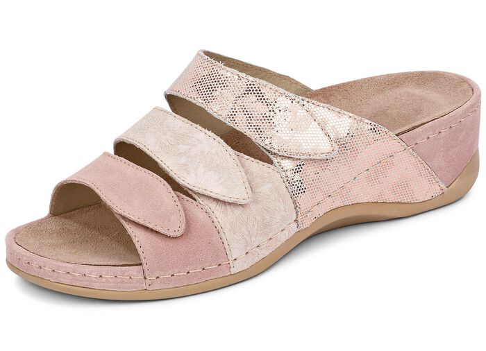 Mubb, bequeme Damen-Pantoletten, Weite H, mit herausnehmbarem Fussbett ZARTROSA