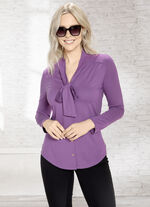 Shirtbluse mit durchgehender Knopfleiste in 2 Farben MAUVE