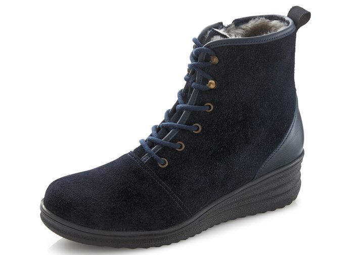 Schn&uuml;r-Stiefelette mit echtem Lammfellfutter 