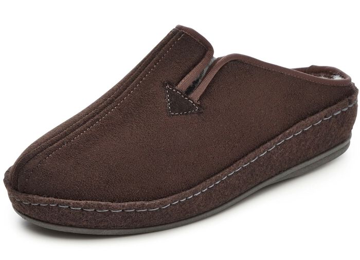 Atmungsaktive Herren-Hausschuhe, mit Schurwolle BRAUN