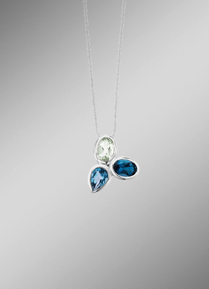 Zeitlose Eleganz Anh&auml;nger mit Blautopasen und echt gr&uuml;nem Amethyst 