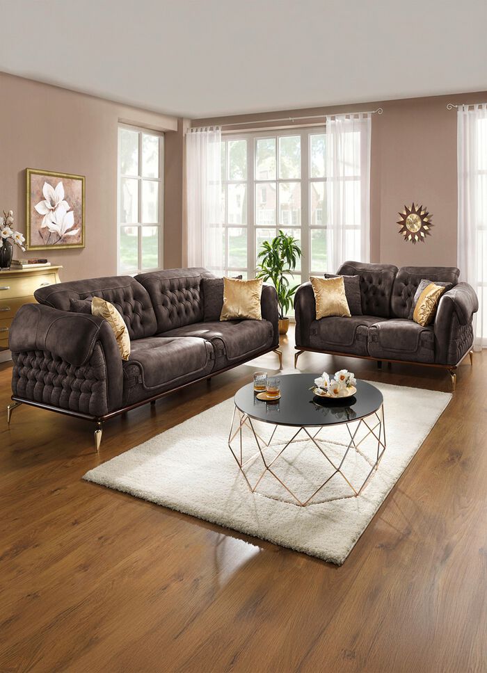 Prachtvollen Polsterm&ouml;bel mit komfortabler Nosagfederung BRAUN