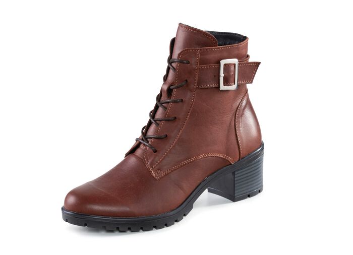 ELENA EDEN Schn&uuml;r-Stiefelette mit Zierschnalle MARONE