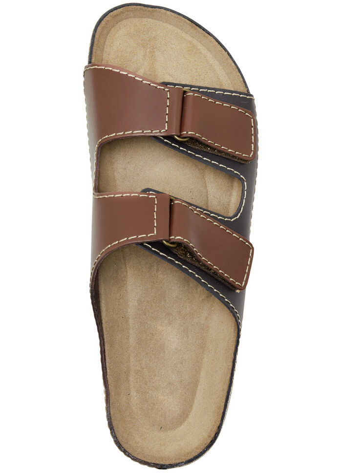 GINO GALANTE, klassische Herren-Pantoletten, aus Leder MARONE-SCHWARZ