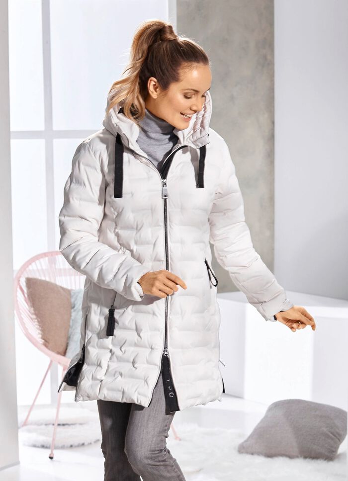 Funktions-Kurzmantel mit fester Kapuze NATURWEISS